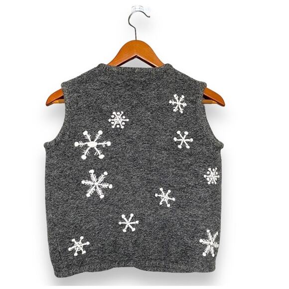 Vntg Cabela's Wool Snowflake Sweater Vest Sz S Grey Sleeveless Zip Up Novelty - Picture 2 of 12